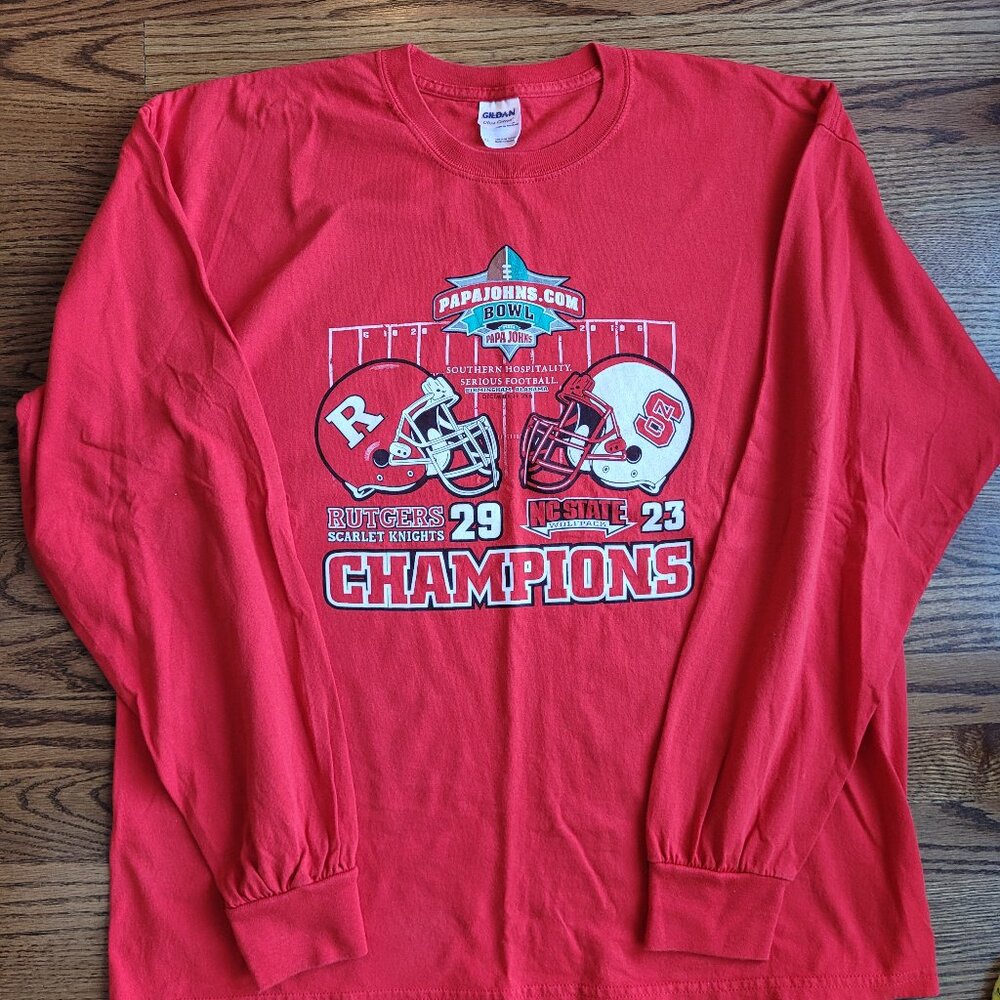 2009 Papa John's Bowl Long Sleeve Tee Shirt Rutgers NC State XL Russell Wilson